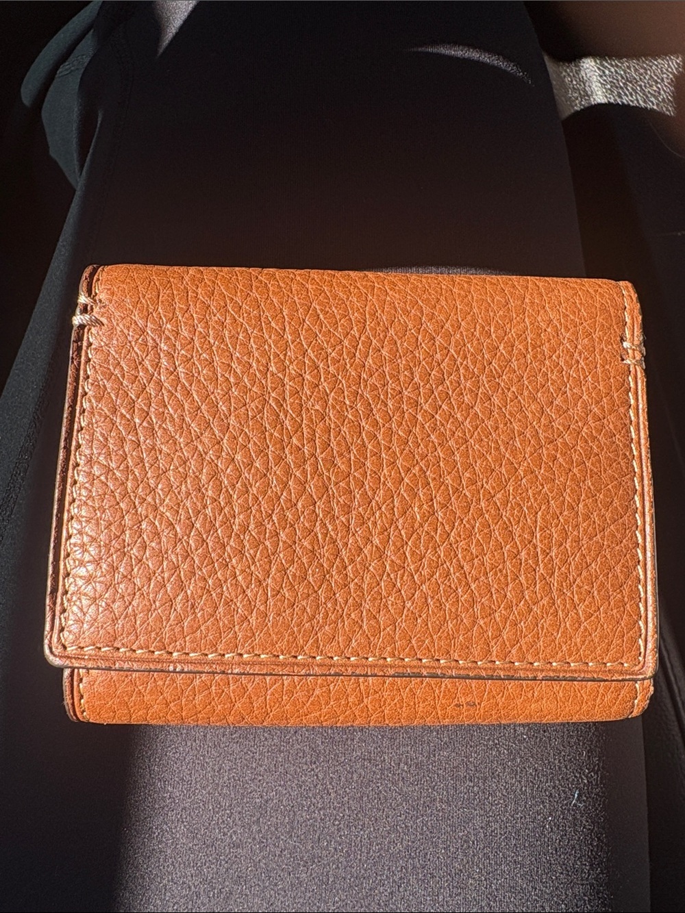 Tan Pebbled Leather Small Wallet